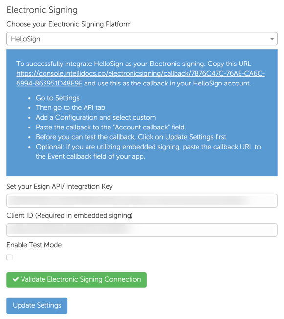 Configure Hellosign