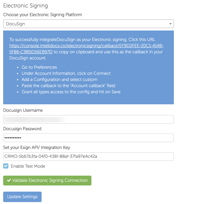 Configure Docusign Settings